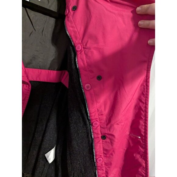 Calvin Klein Womens Magenta Pink Rain Jacket Wool Lined Peacoat Belted Size 6 - Picture 12 of 14